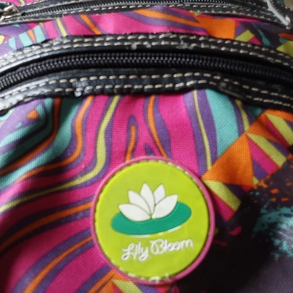 EUC Colorful Lily Bloom Crossbody Bag Bright Colors Neon Florals - Picture 7 of 8